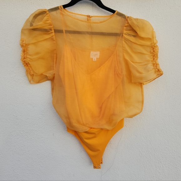CAMI NYC Louisa Bodysuit in Tangerine - Picture 3 of 7